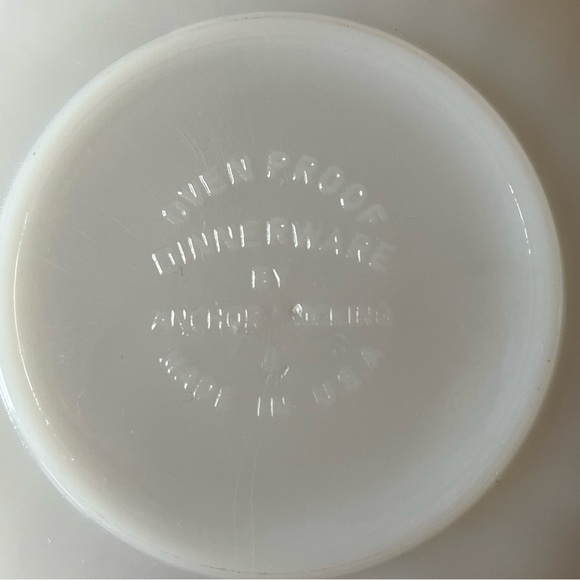 Vintage Anchor Hocking Milk Glass Gold Rim 6” Saucer | Set of 7 - Picture 7 of 8